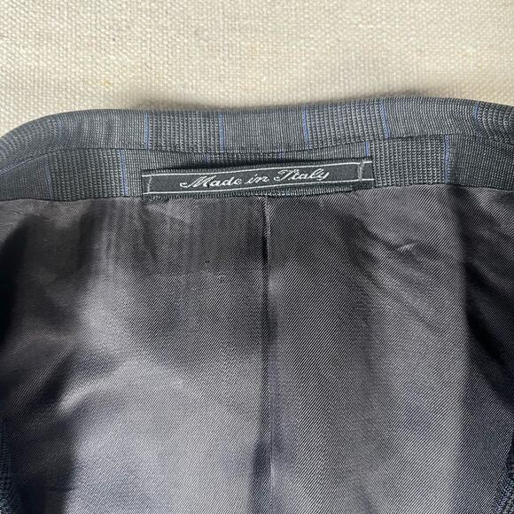 Ermenegildo Zegna Wool Blazer Men's 42R Gray Blue Checkered Super 100’s - Picture 8 of 12